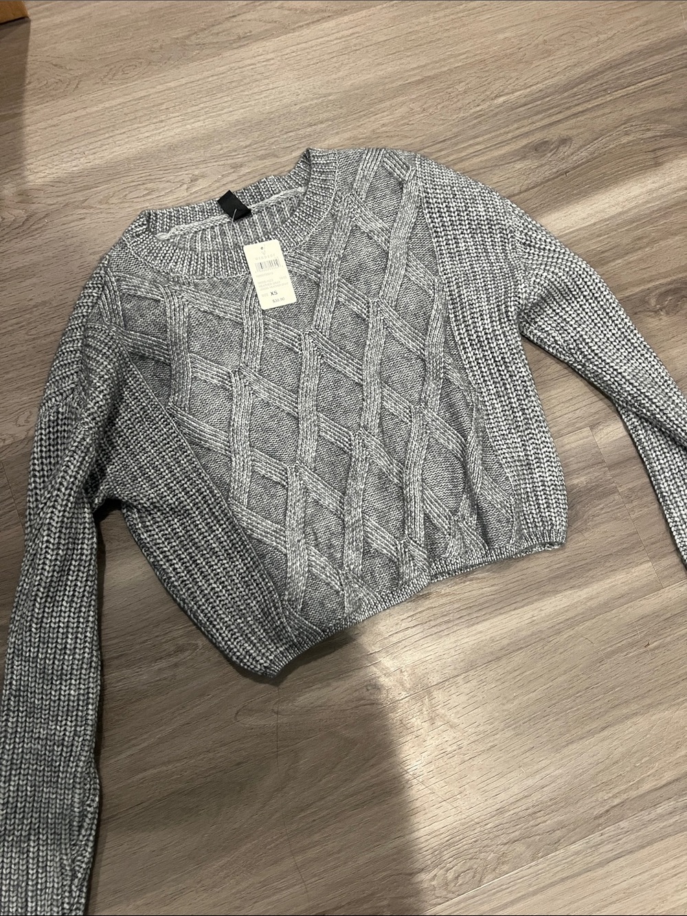 Windsor Gray Cable Knit Crewneck Sweater